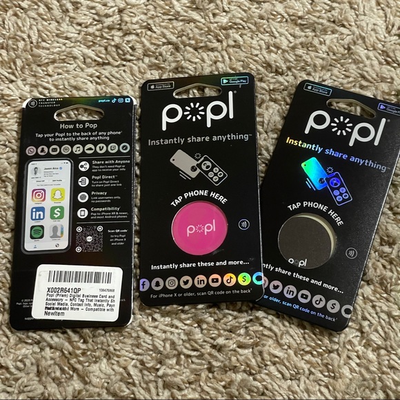 3 Popl Digital Business Card/Smart NFC Sticker/Compatible w/ iPhone and Android - Picture 2 of 15
